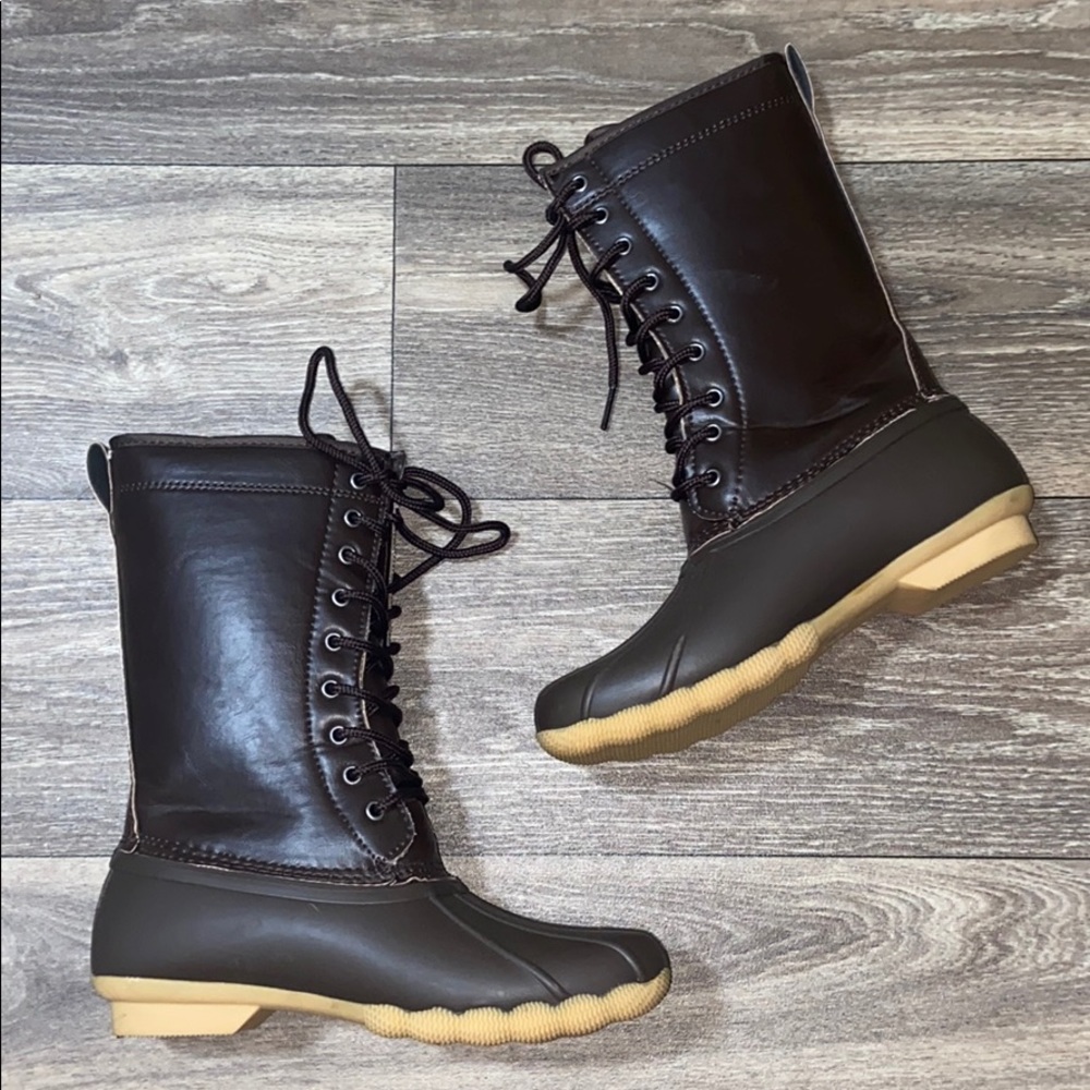 Refresh LaceUp Waterproof Duck Mid Calf Rain Boots